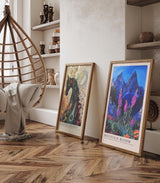 Paul Sinus Leinwandbild 80x120cm leuchtende Berglandschaft mit blühender Alpenflora, expressive Wandkunst mit kontrastreichen Farben