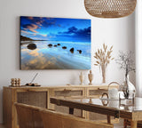 Paul Sinus Wandbild 120x80cm Strand Meer Felsen Steine Abend Horizont Natur