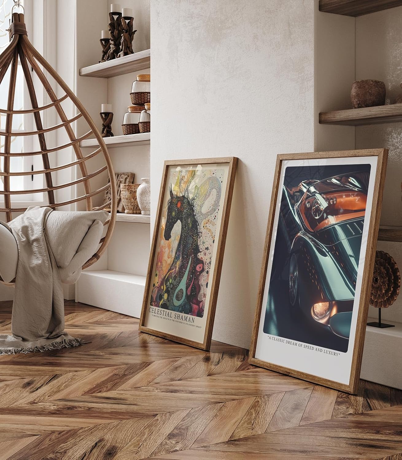 Paul Sinus Leinwandbild 60x90cm Leinwandbild Klassischer Traum aus Geschwindigkeit und Luxus – Elegantes Retro-Sportwagen-Design, glänzende Karosserie