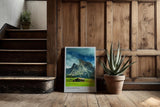 Paul Sinus Kunstdruck 40x60cm Dolomiten mit dramatischem Himmel und Almhütten – Alpenpanorama aus Italien