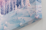 Sinus Art Wandbild 120x80cm Pastellfarbene Winterlandschaft mit verschneiten Bäumen und stiller Weite