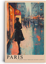 Paul Sinus Leinwandbild 80x120cm Paris Nostalgie – Impressionistisches Stadtmotiv mit einsamer Frau im Licht der Großstadt, stimmungsvolle Farben