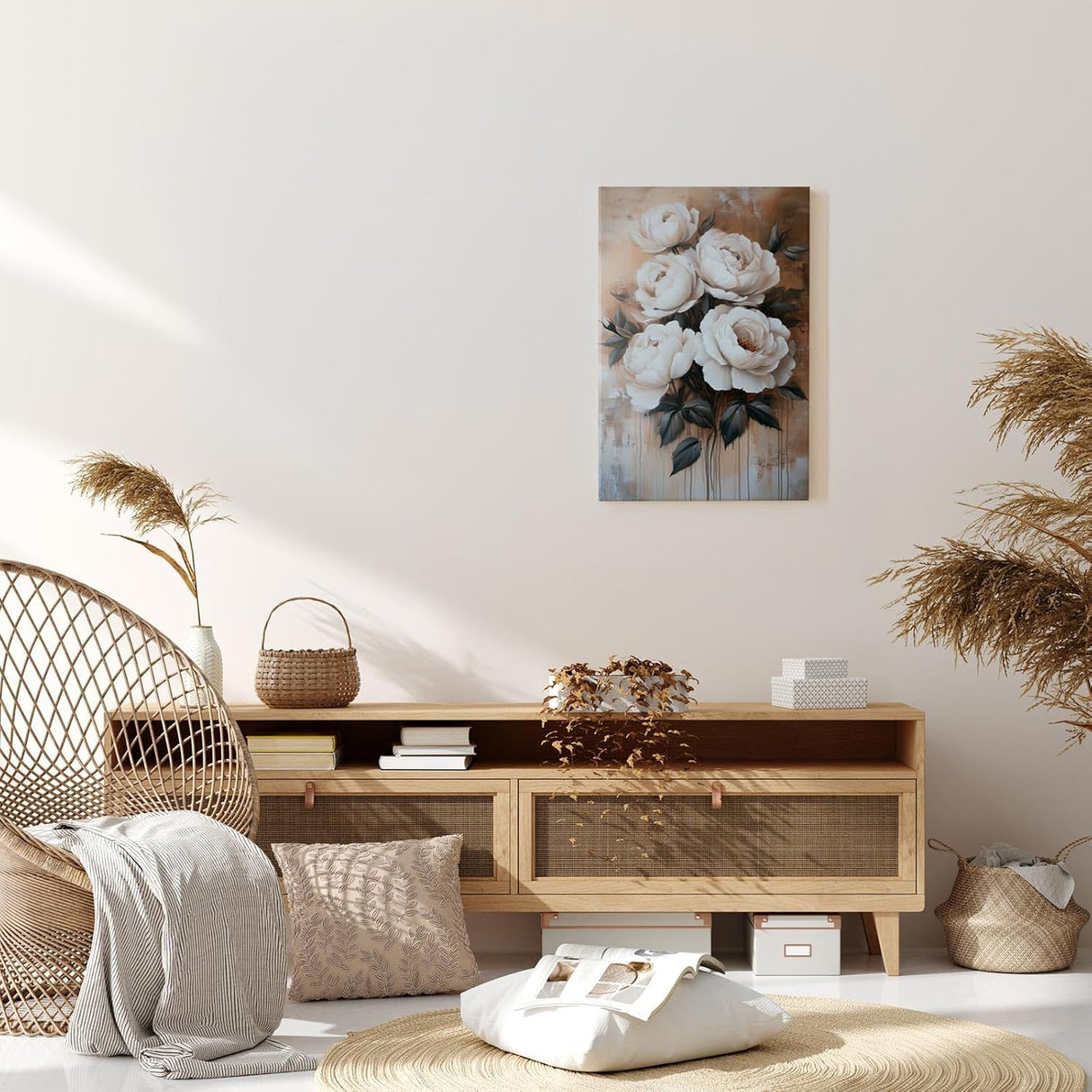 Paul Sinus 60x90cm Wandbild Rosenpracht in Beige – Eindrucksvolle Blütenvielfalt mit stilvoller Blume