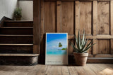 Paul Sinus Kunstdruck 40x60cm Tropical Escape mit Palmenstrand und türkisblauem Meer in der Karibik