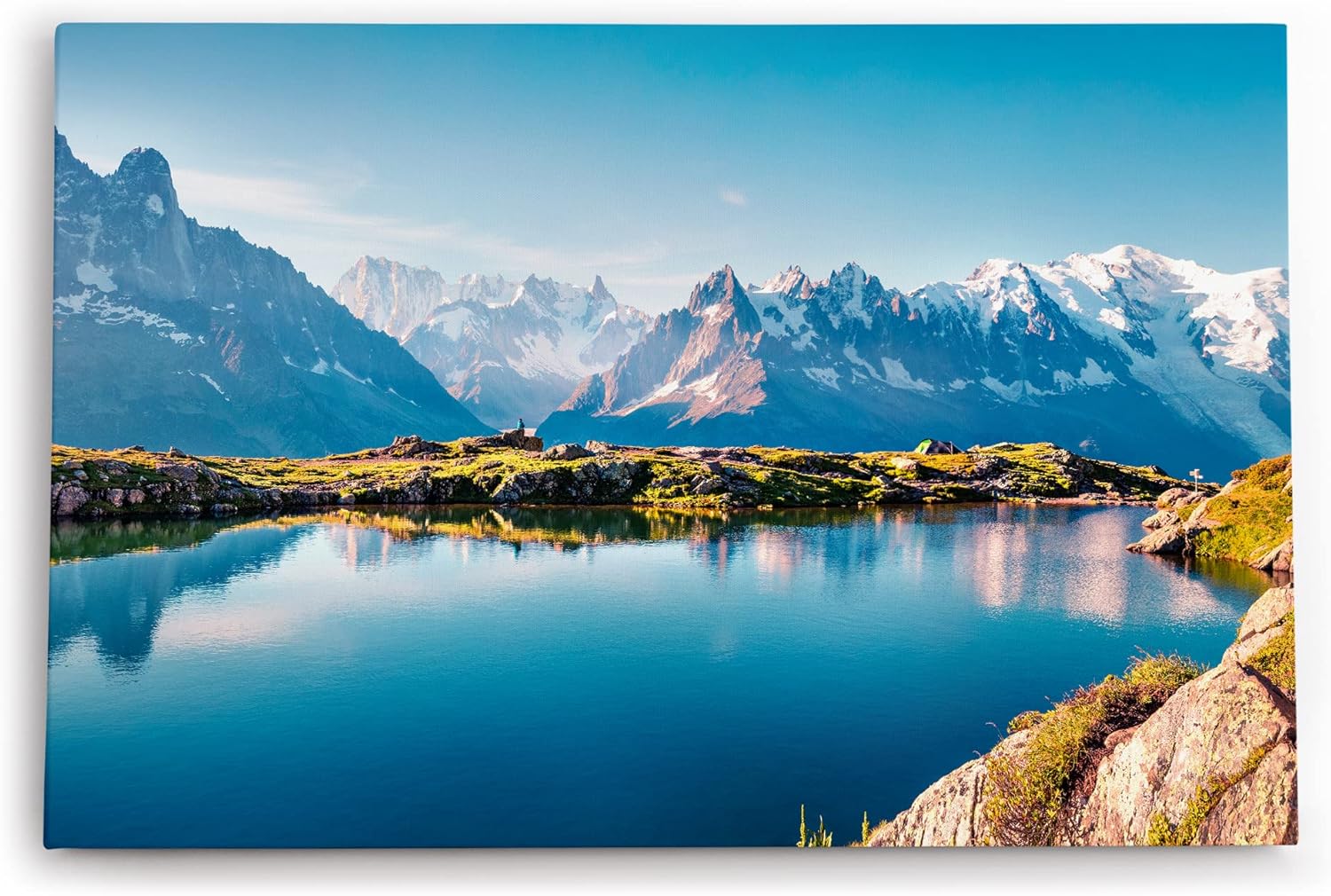 Paul Sinus Wandbild 120x80cm Lac Blanc Frankreich Alpen See Schneegipfel Berge
