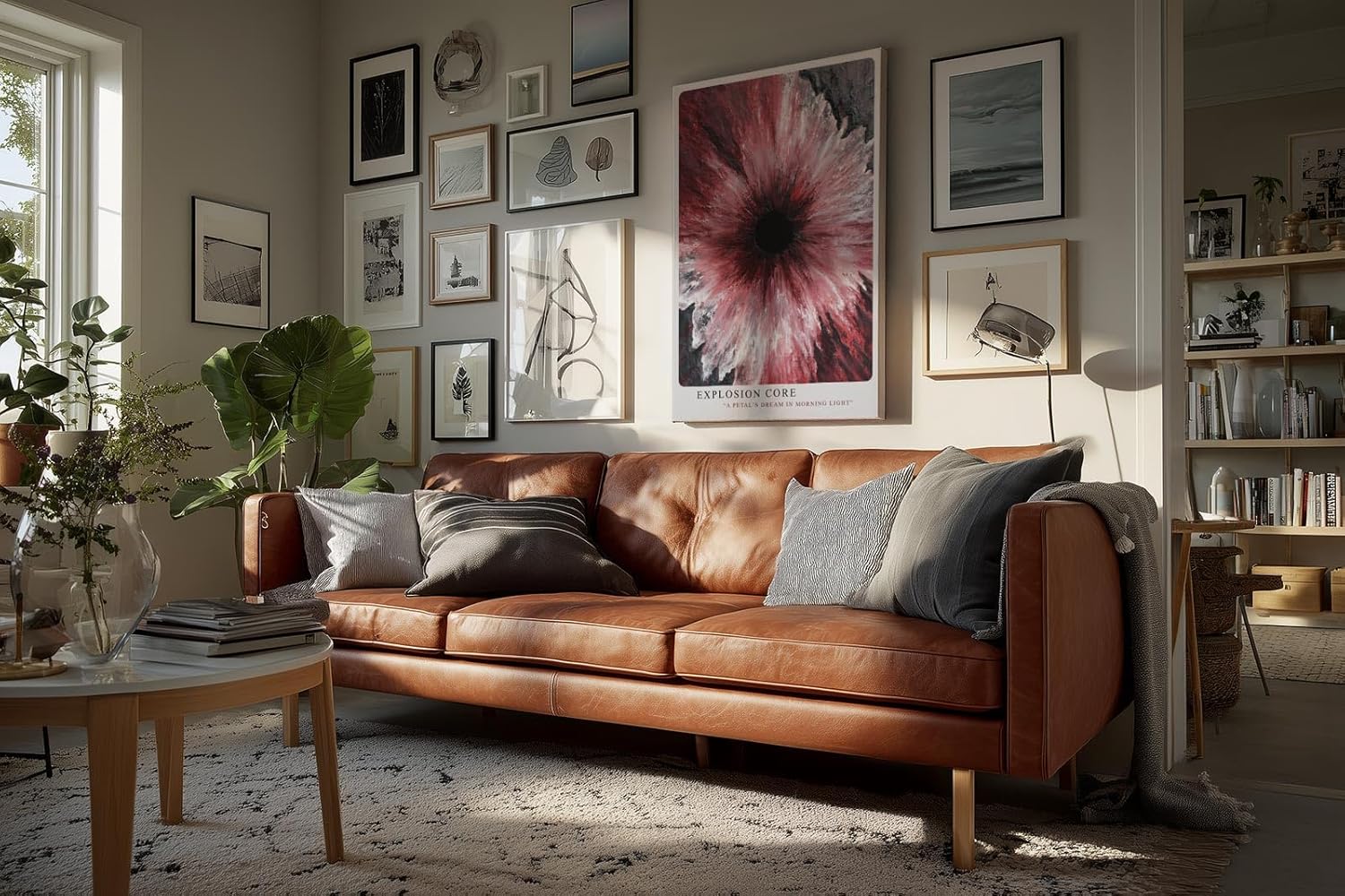 Paul Sinus Wandbild in 40x60cm Explosion Core – Ausdrucksstarkes abstraktes Kunstwerk mit dynamischer Farbexplosion in Rotund Weißtönen