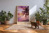 Paul Sinus Kunstdruck 40x60cm Philippinen mit Palme am Meer – tropischer Sonnenuntergang auf einsamem Strand