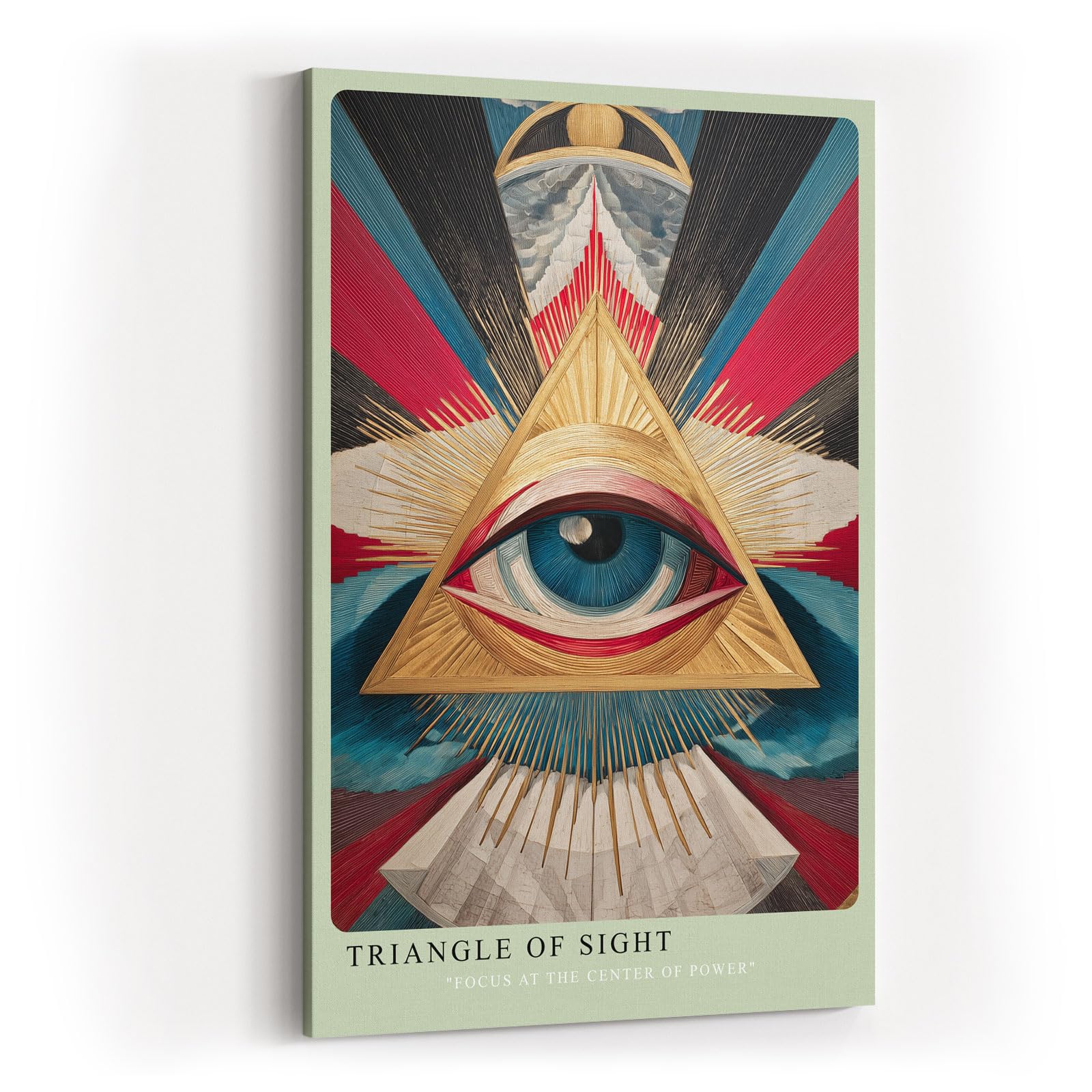 Paul Sinus Wandbild in 40x60cm Triangle of Sight Geometrisches Auge im goldenen Dreieck