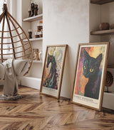 Paul Sinus Leinwandbild 60x90cm faszinierende Darstellung einer kosmischen Katze mit leuchtenden Augen, kunstvolle Wandkunst in galaktischen Farben