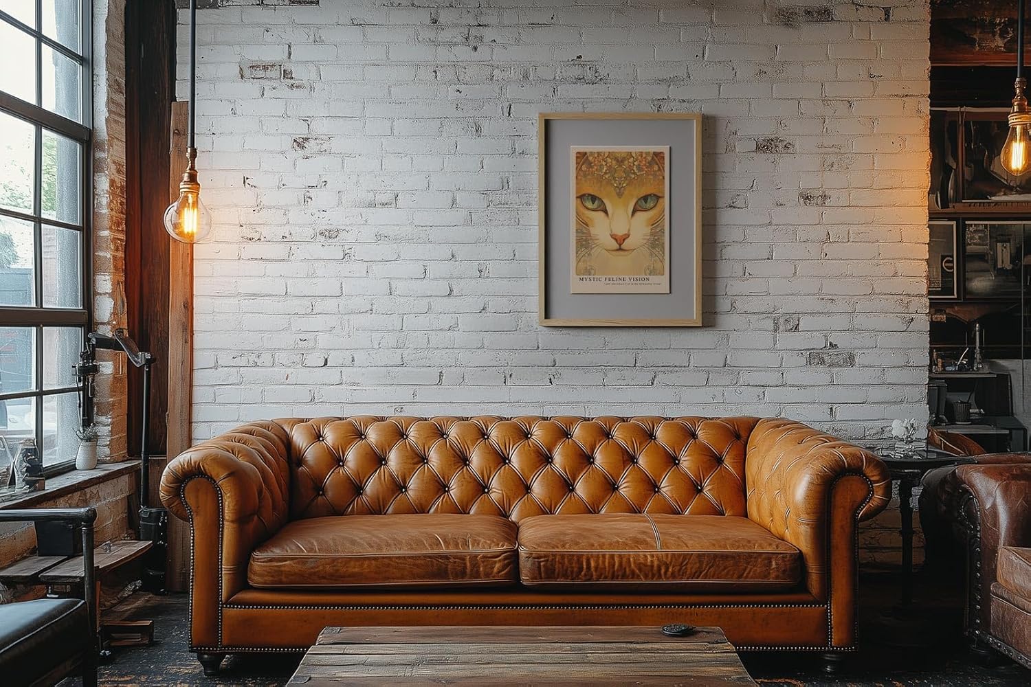 Paul Sinus Leinwandbild 40x60cm Mystische Katze kunstvoll hypnotisch surreal Jugendstil faszinierende Wandkunst elegante Farben detailreich harmonisch