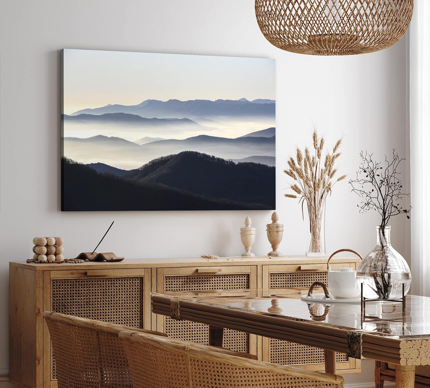 Paul Sinus Wandbild 120x80cm Berge Gebirge Bergkette Natur Nebel Landschaft