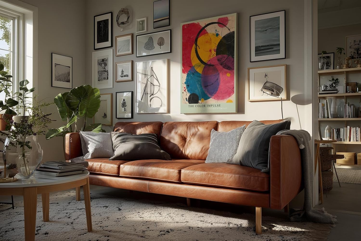Paul Sinus Wandbild in 40x60cm The Color Impulse – Lebendige Komposition aus überlappenden Kreisen in kräftigem Gelb, Rot, Blau, Pink und Schwarz
