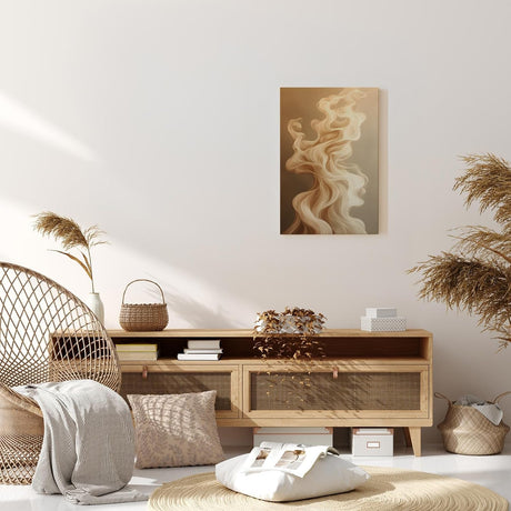 Paul Sinus 60x90cm Wandbild, Atemberaubende Dynamik in Schwungformen – Elegante Kunst in fließenden Beigetönen