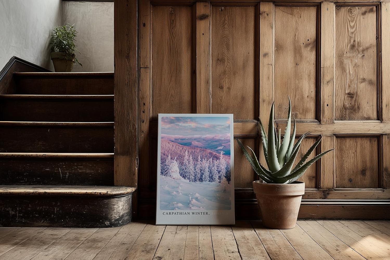 Paul Sinus Kunstdruck 40x60cm Carpathian Winter Romania Winterlandschaft Schnee Bäume Pastell