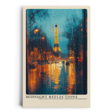 Paul Sinus Leinwandbild 80x120cm Mitternächtliche Reflexionen – Stimmungsvolle Stadtansicht von Paris mit Eiffelturm und regennassen Lichtern