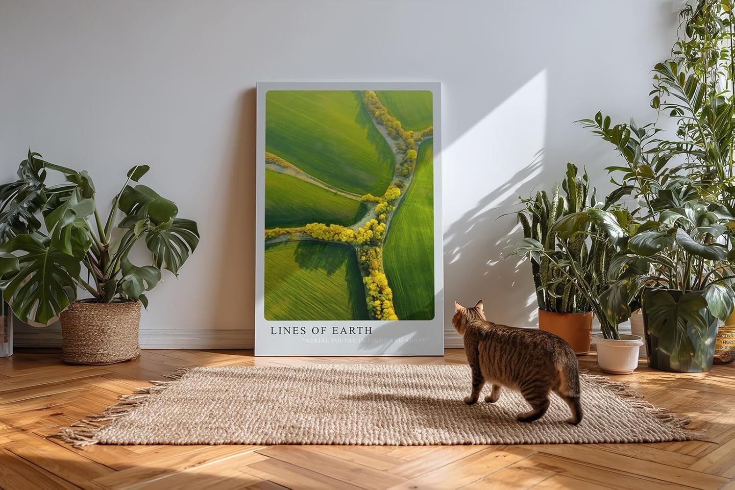 Paul Sinus Kunstdruck 40x60cm Lines of Earth mit Luftaufnahme von Feldern und gelben Baumlinien