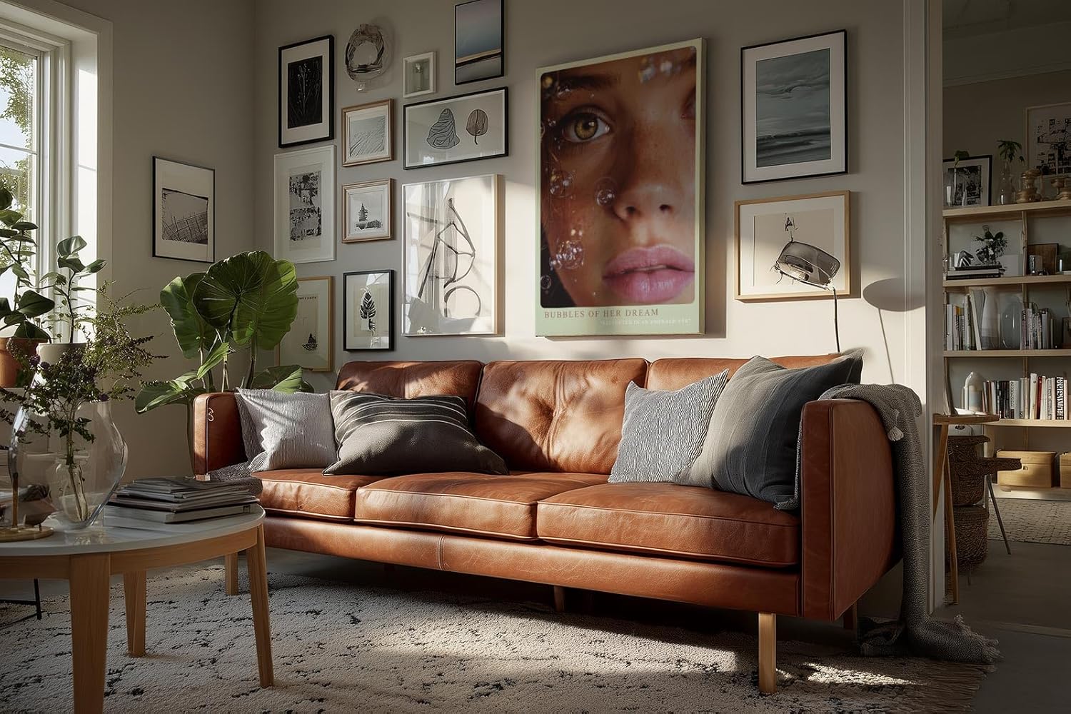 Paul Sinus Wandbild in 40x60cm Bubbles of Her Dream hyperrealistisches Porträt einer Frau mit grünen Augen und Seifenblasen