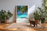 Paul Sinus Kunstdruck 40x60cm Maldives Palmenstrand mit türkisblauem Meer und weißem Sand unter strahlendem Himmel