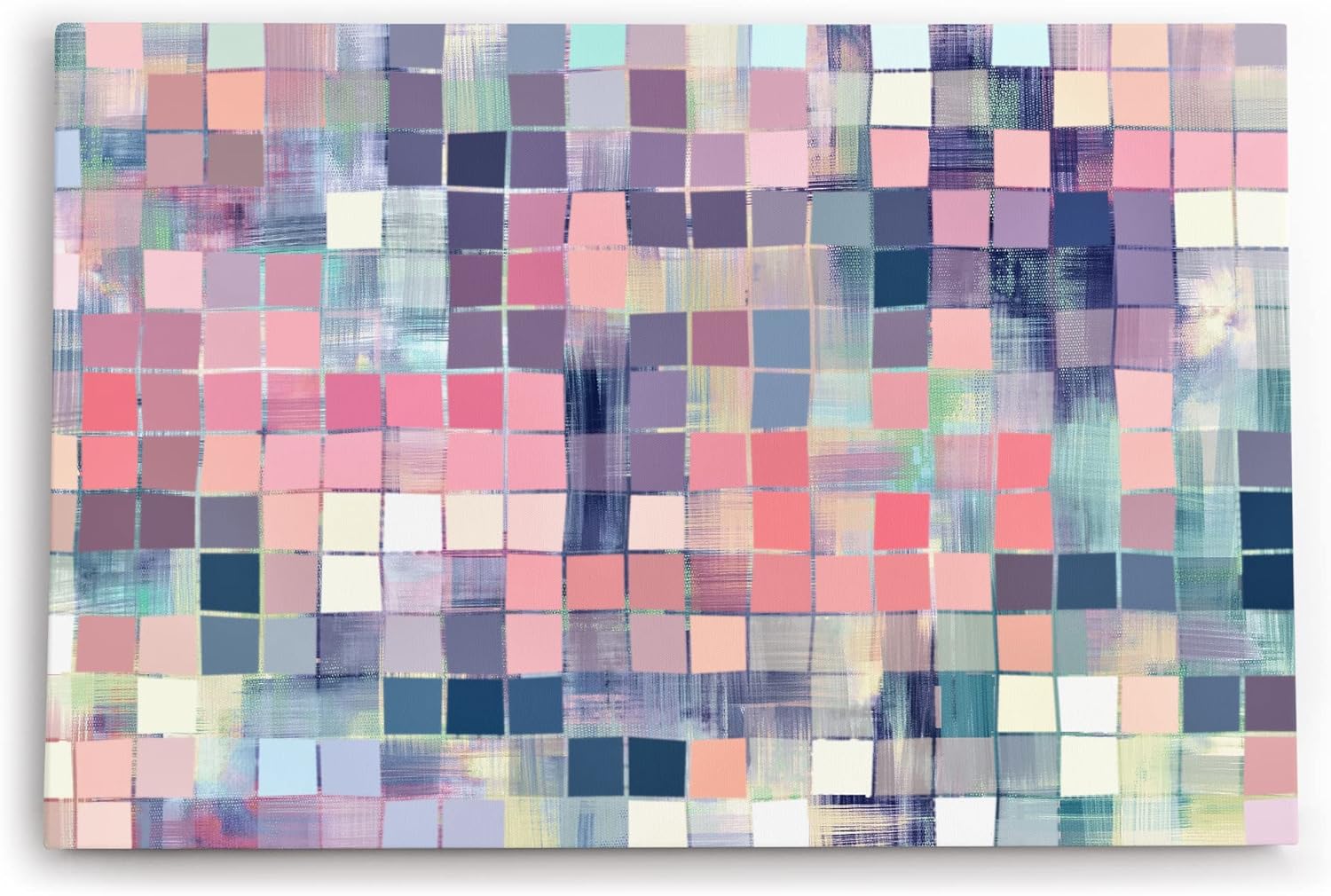 Wandbild 120x80cm Abstrakt Kunst Vierecke Pastelltöne Modern