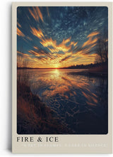 Paul Sinus Leinwandbild 60x90cm Fire & Ice spektakuläre Landschaft brennender Himmel gefrorener See Sonnenuntergang dramatisch kontrastreich