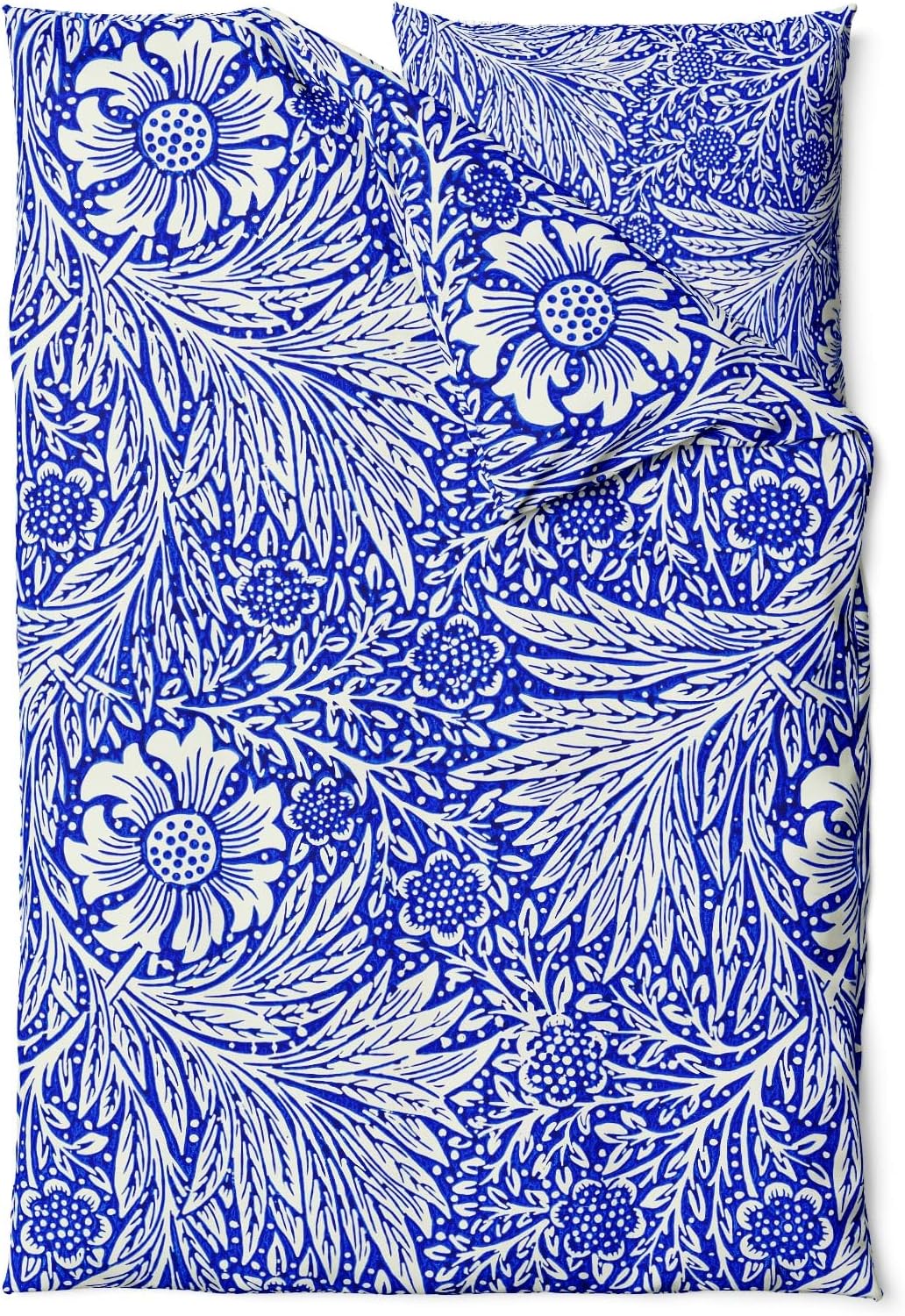Sinus Art Bettwäsche 135x200 cm + 80x80 cm – florales Design in kräftigem Blau und Creme – Mikrofaser – weich, pflegeleicht & allergikerfreundlich
