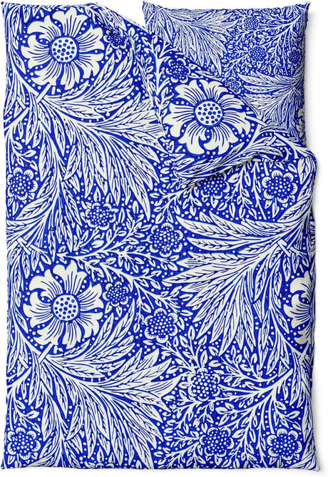 Sinus Art Bettwäsche 135x200 cm + 80x80 cm – florales Design in kräftigem Blau und Creme – Mikrofaser – weich, pflegeleicht & allergikerfreundlich
