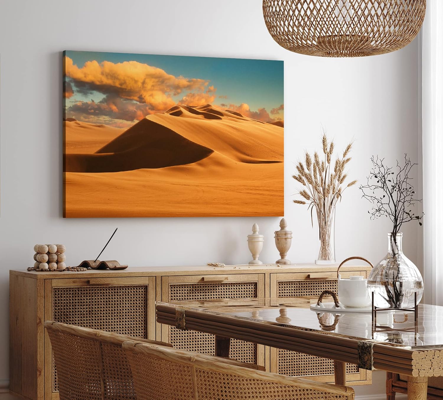 Paul Sinus Wandbild 120x80cm Wüste Sanddünen Sand rote Wolken Wüstenlandschaft