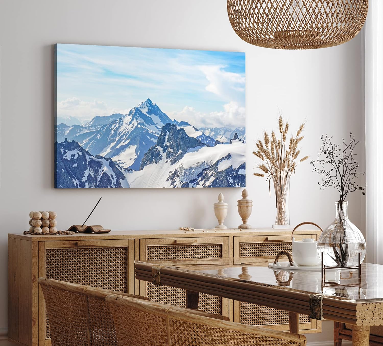 Paul Sinus Wandbild 120x80cm Alpen Berge Gebirge Schnee Schneegipfel Blau