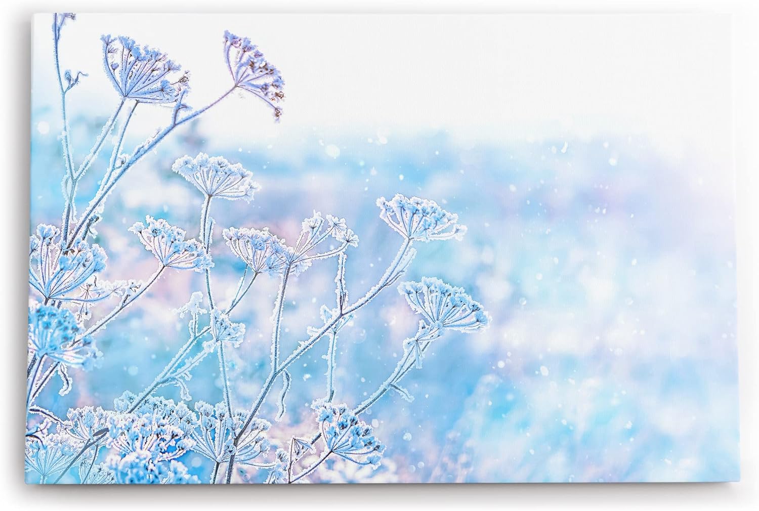 Paul Sinus Wandbild 120x80cm Winter Schnee Schneeflocken Weiß Blau Hellblau