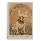 Paul Sinus Leinwandbild 40x60cm French Bulldog – Edles Leinwandbild einer französischen Bulldogge in kunstvollem Jugendstil-Rahmen, warmes Vintage-Design