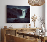 Paul Sinus Wandbild 120x80cm Wasserfall bei Nacht Norwegen Dunkel Fotokunst