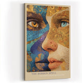 Paul Sinus Wandbild in 40x60cm The Hidden Spell detailreiches abstraktes Porträt zweier Gesichter in Blauund Goldtönen