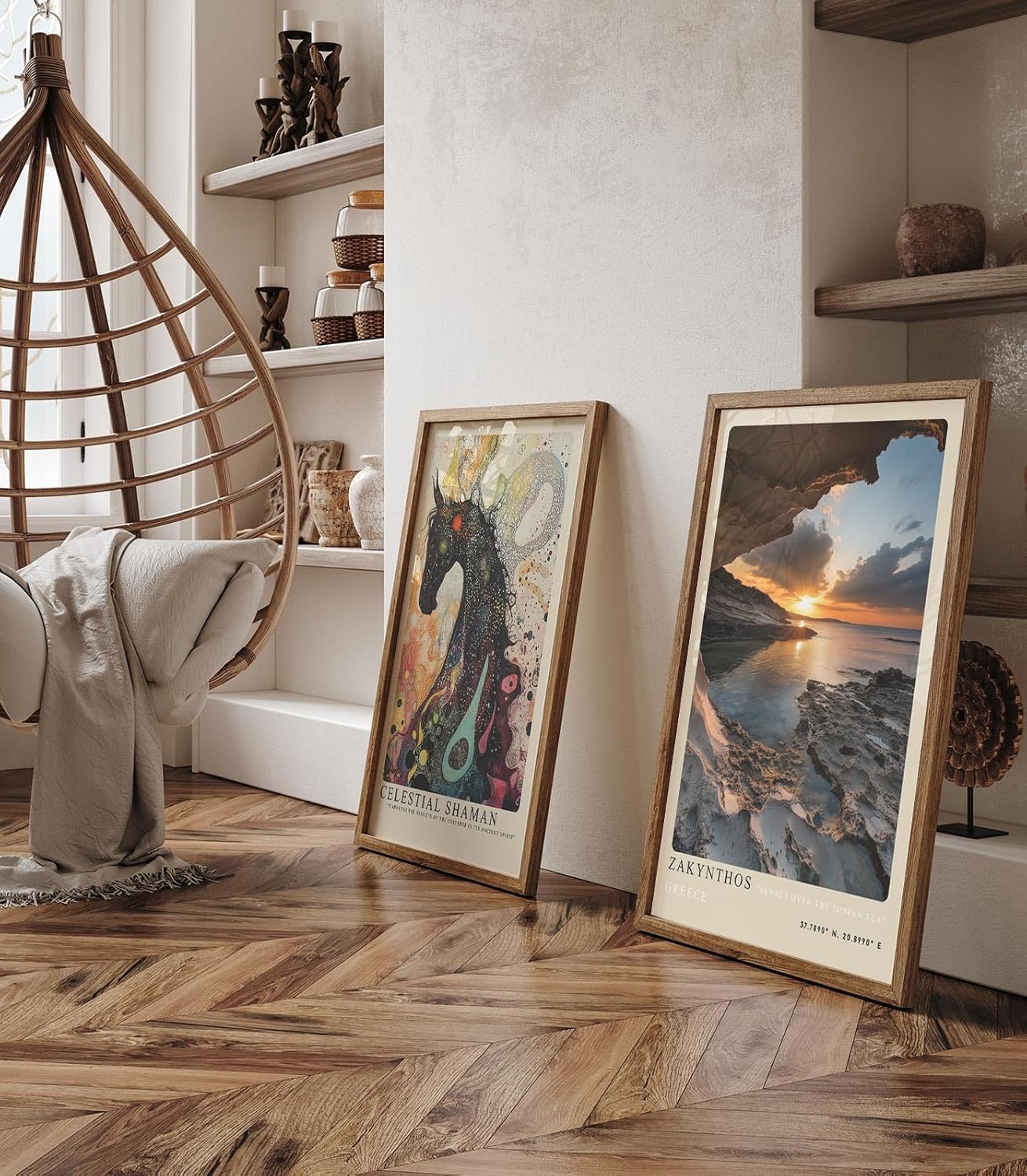 Paul Sinus Leinwandbild 80x120cm Leinwandbild Zakynthos Griechenland Sonnenuntergang Küstenlandschaft Meeresblick Naturidylle Felsen Höhle Romantik