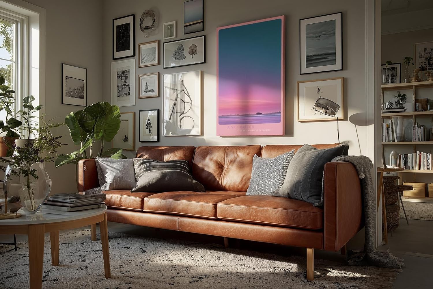 Paul Sinus Wandbild in 40x60cm Pink Horizon mit farbintensivem Sonnenaufgangshimmel in Pinkund Blautönen für moderne Wandgestaltung
