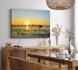 Paul Sinus Wandbild 120x80cm Urlaubsparadies Malediven Sonnenuntergang Meer Holzstege