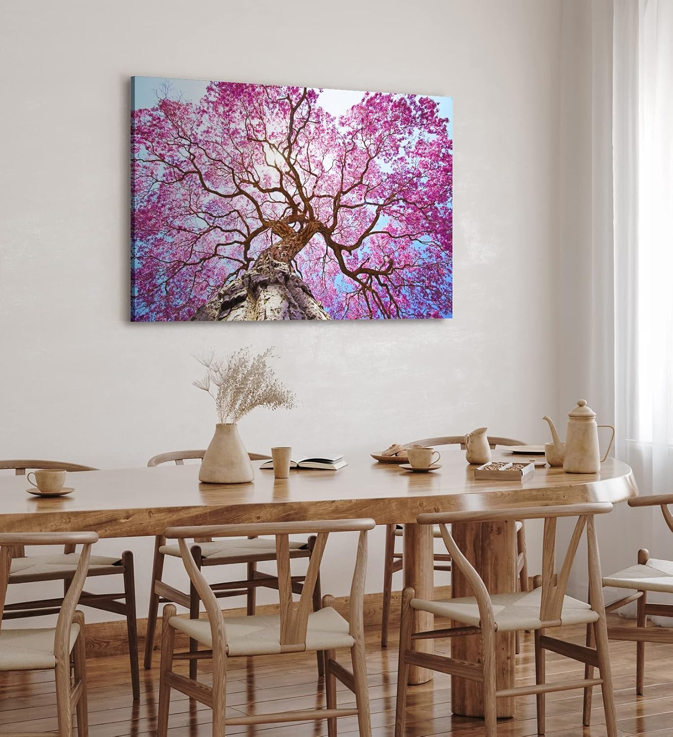 Paul Sinus Wandbild 120x80cm Baumkrone Lapacho Baum in Pocone Rosa blauer Himmel