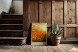 Paul Sinus Kunstdruck 40x60cm Sunflower Sunset Sonnenblumenfeld im goldenen Licht des Sonnenuntergangs mit leuchtender Tiefe