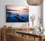 Paul Sinus Wandbild 120x80cm Meer Felsen Horizont Steine Fotokunst Kunstvoll Sonnenuntergang