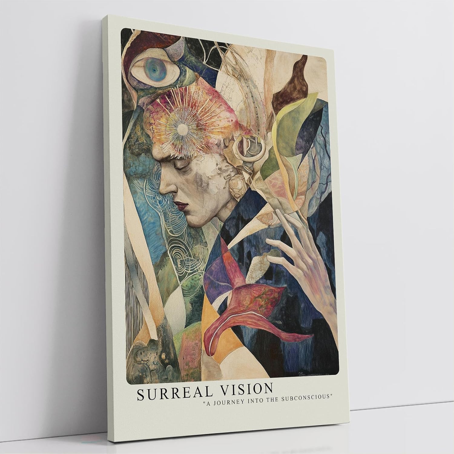 Paul Sinus Leinwandbild 80x120cm surreales Porträt mit abstrakten Formen und tiefgründiger Symbolik – kunstvolles Leinwandbild für kreative Raumgestaltung