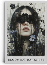 Paul Sinus Leinwandbild 80x120cm Blooming Darkness geheimnisvolles Porträt dunkle Ästhetik melancholisch surreal verträumt Blüten und Schatten