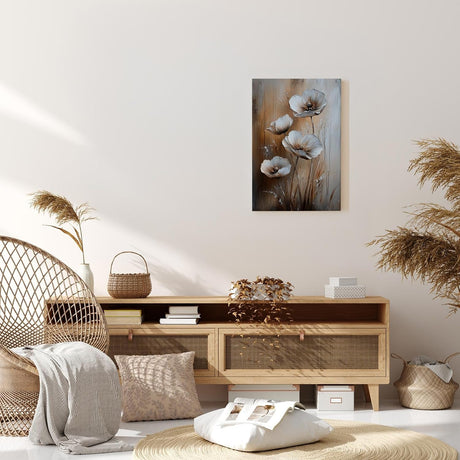 Paul Sinus 60x90cm Wandbild Eleganz der Blüten in Beige Braun – Exklusives Highlight mit floraler Kunst Blume