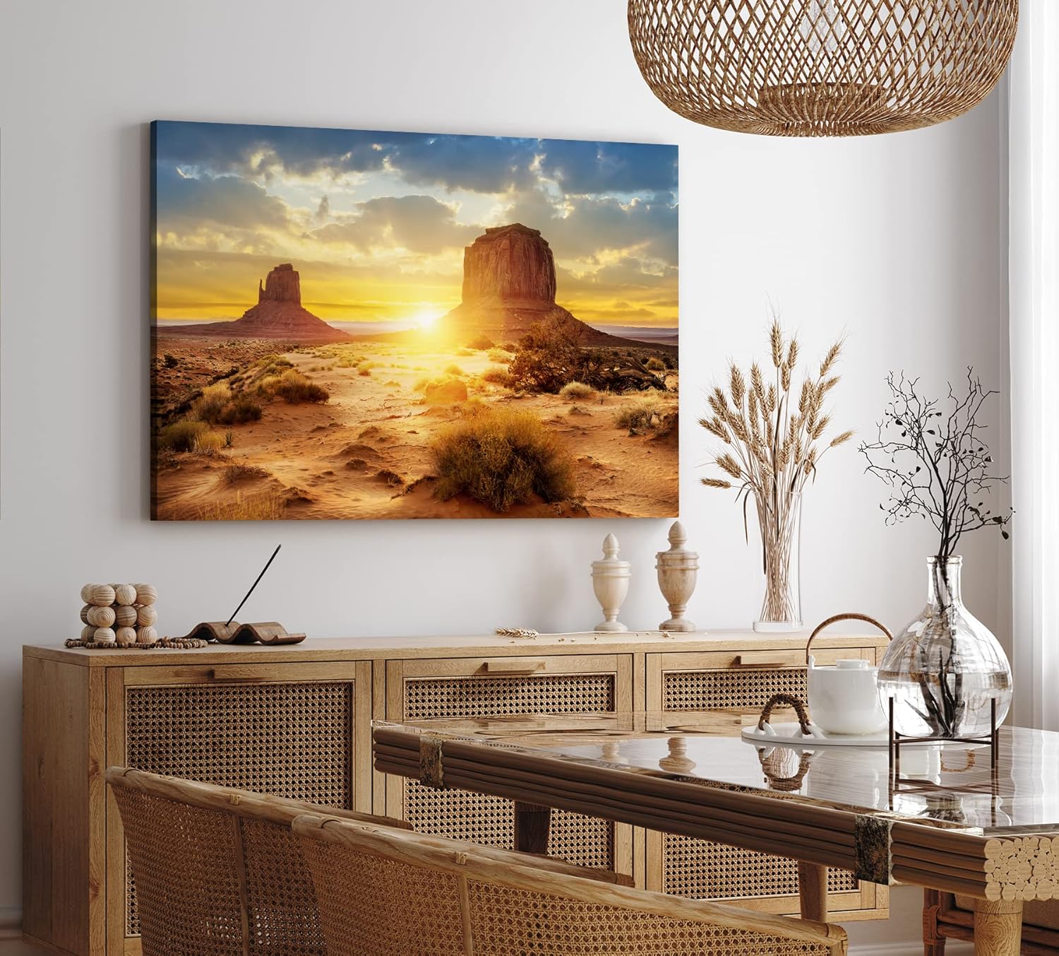 Wandbild 120x80cm Arizona USA Sonnenuntergang Three Sisters Valley Drive