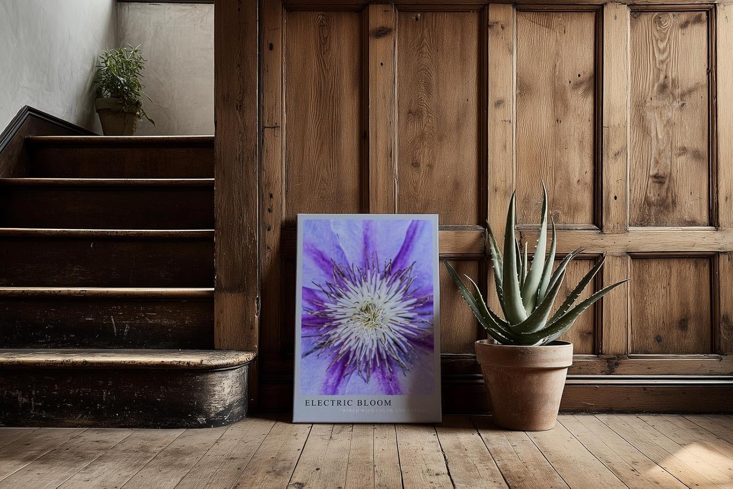 Paul Sinus Kunstdruck 40x60cm Electric Bloom – Nahaufnahme einer lila Blüte mit intensiver Mitte