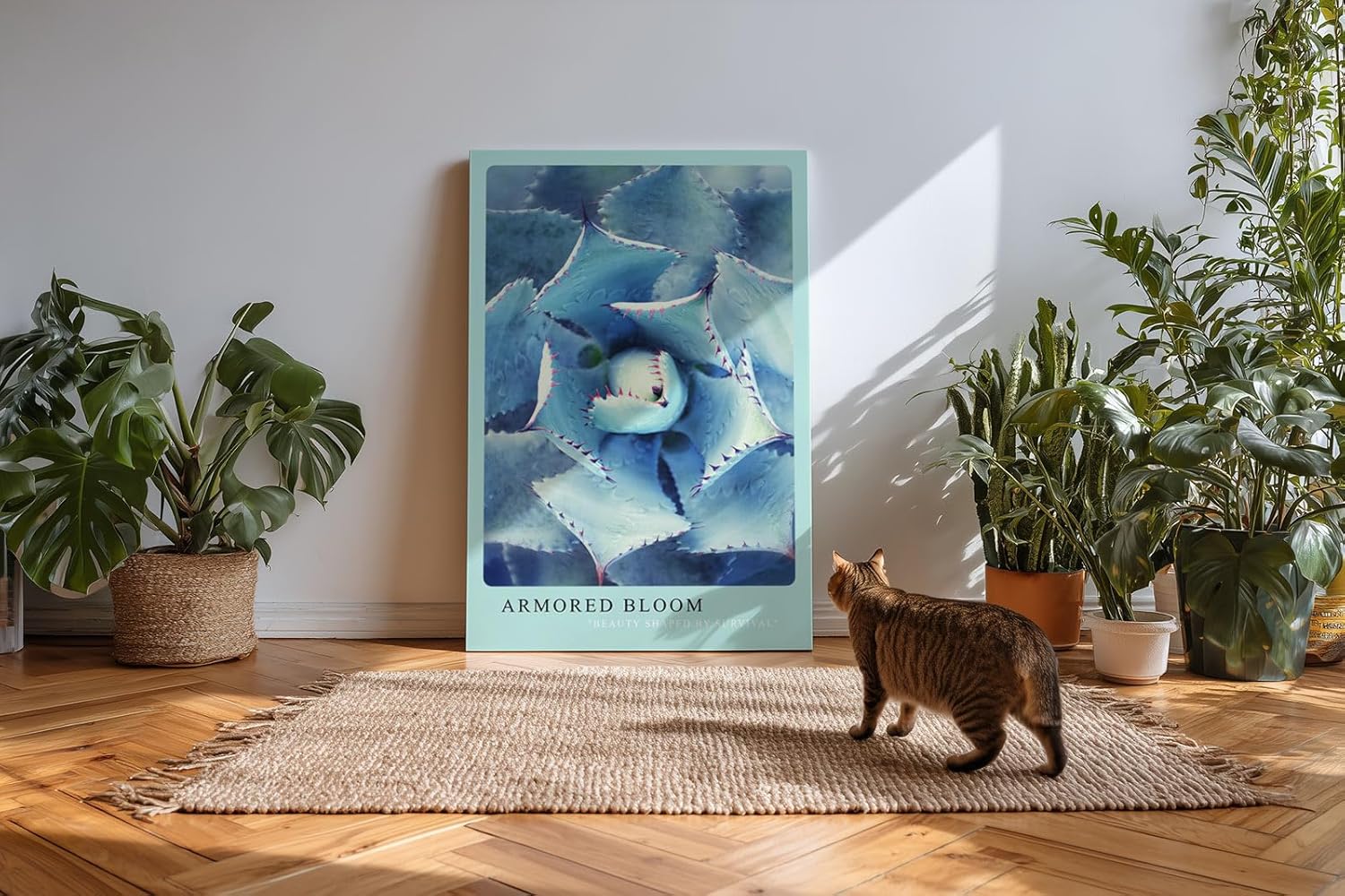 Paul Sinus Kunstdruck 40x60cm Agave Naturstruktur stachelig Pflanze Makro blau Armored Bloom