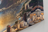 Sinus Art Wandbild 120x80cm Spektakuläre Aussicht auf die Bucht von Rio mit dem Zuckerhut im Licht der Abendsonne
