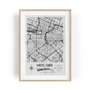 Paul Sinus Bilderrahmen einzigartiger Stadtplan mit deinen GPS Koordinaten und Namen. 30cm x 42cm Holz Wechselrahmen mit Glas und Passepartout. Geschenkidee. Vintage (ohne Rahmen)