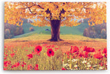 Wandbild 120x80cm Baum Eiche Rote Blumen Blüten Sommer Natur Wildblumen