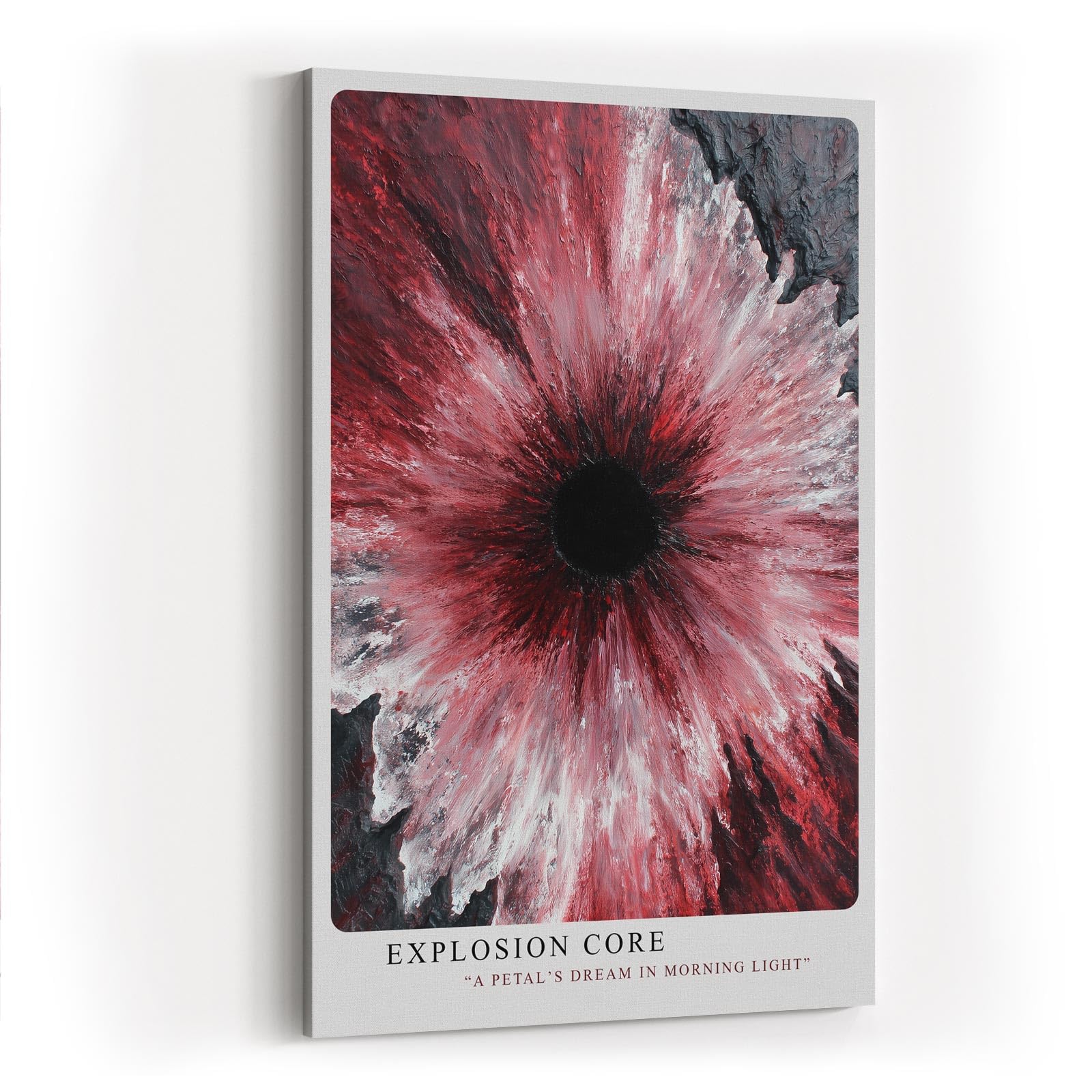 Paul Sinus Wandbild in 40x60cm Explosion Core – Ausdrucksstarkes abstraktes Kunstwerk mit dynamischer Farbexplosion in Rotund Weißtönen
