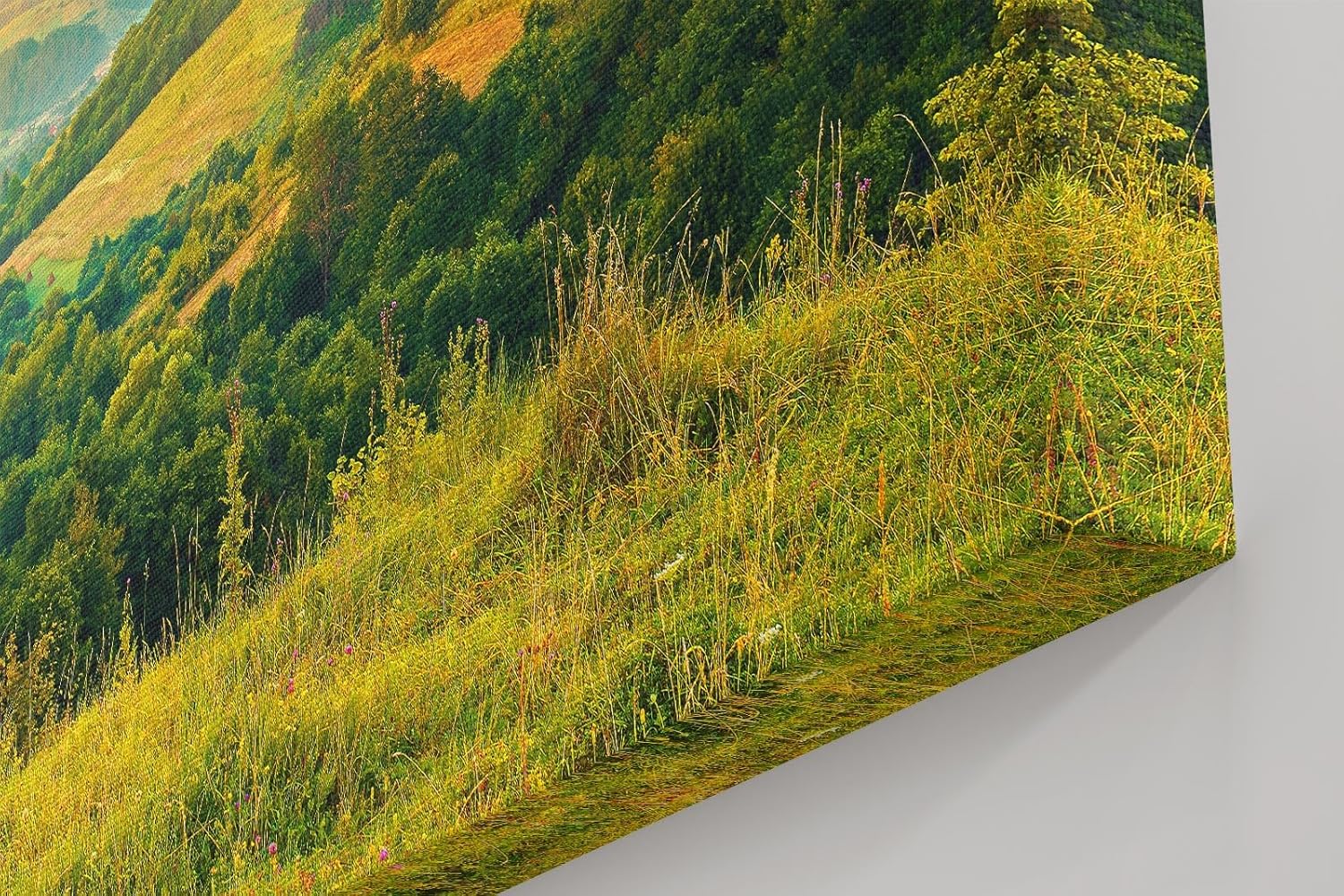 Sinus Art Wandbild 120x80cm Sanfte Hügellandschaft mit kräftigem Sonnenaufgang in natürlicher Weite
