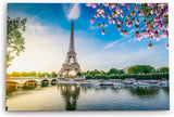 Paul Sinus Wandbild 120x80cm Paris Eiffelturm Kanal Frankreich Baumblüten